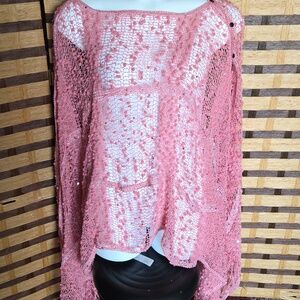 Pink Fringe Poncho